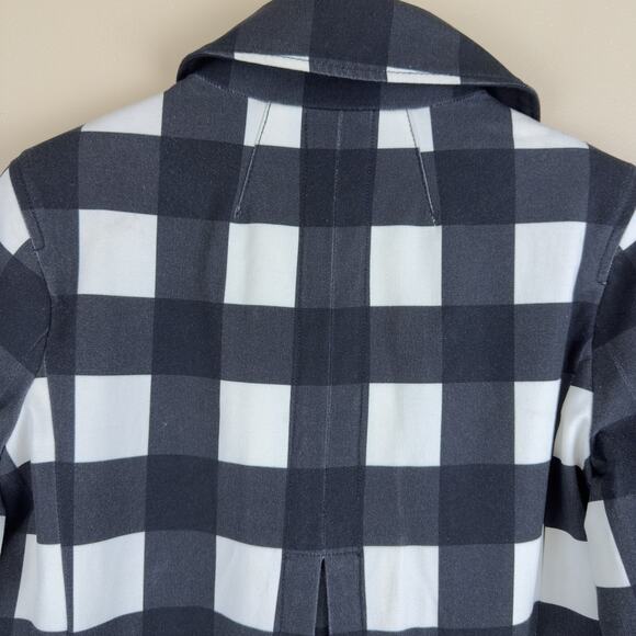 Banana Republic Women’s Plaid Black/White Double-Breasted Pea Coat Size S - Picture 7 of 16